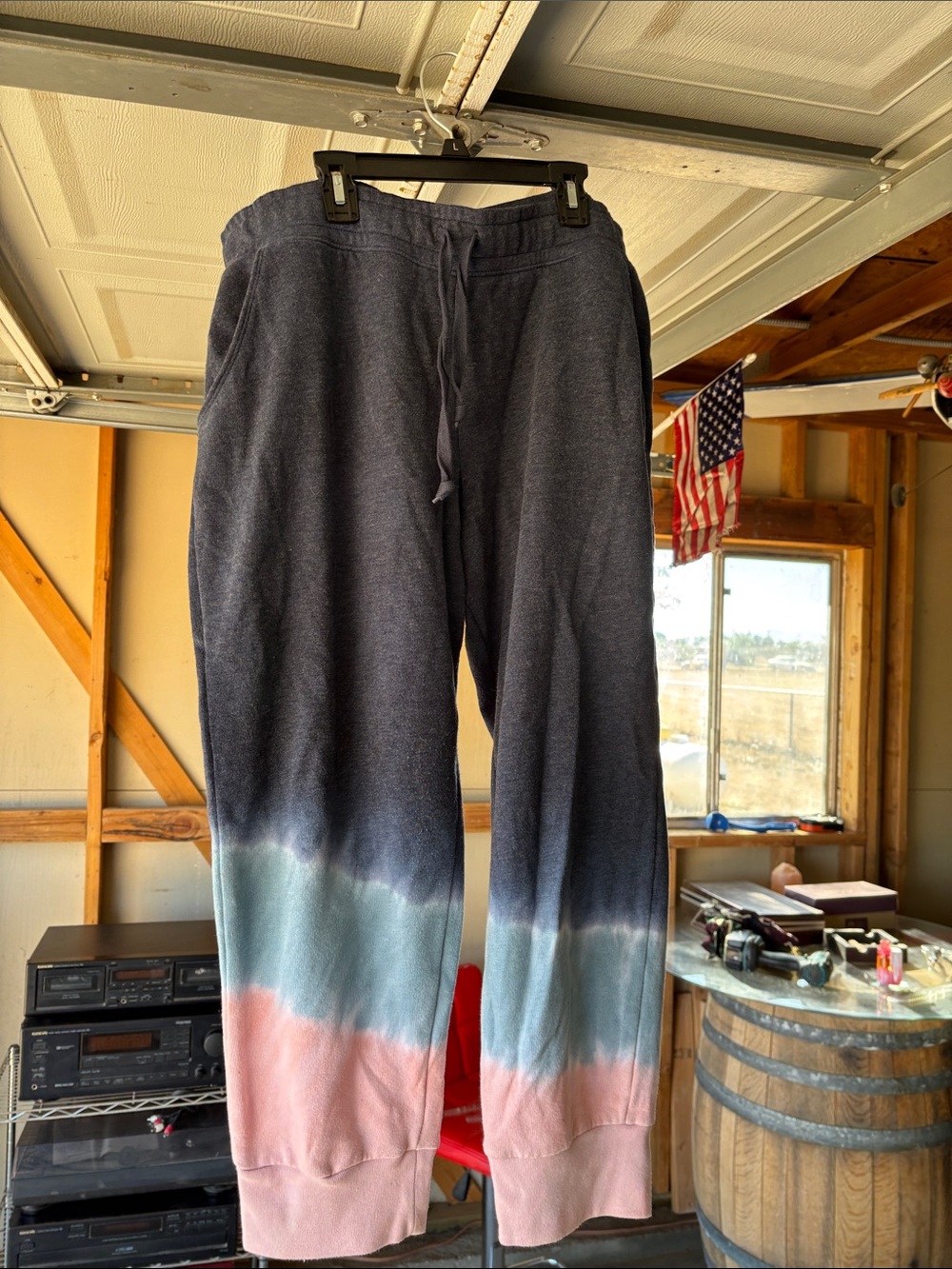 PINK Victoria's Secret Navy Tie-Dye Joggers with Teal and Pink Hem
